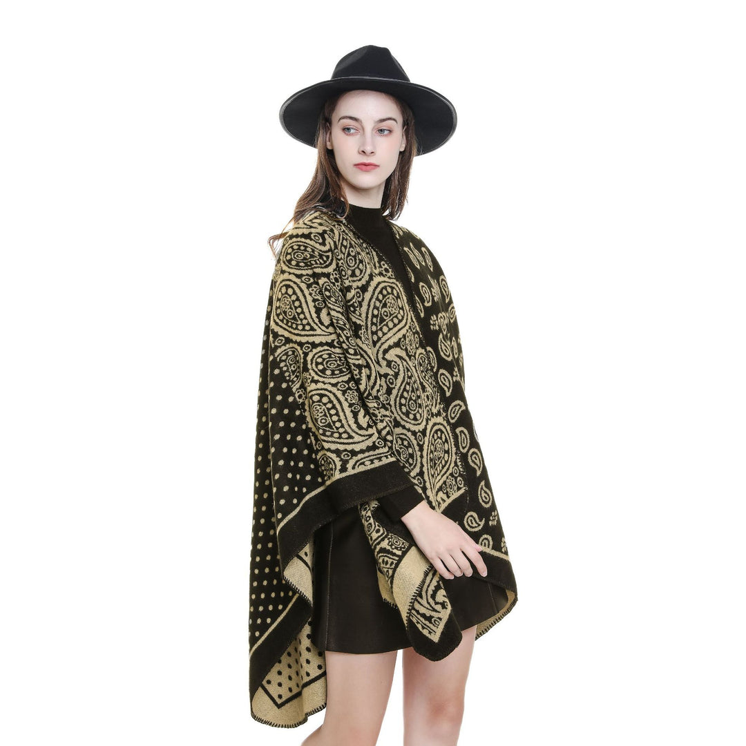 Damen Oversize-Jacquard-Umhang mit Paisley-Patchwork-Optik Echo Archiv