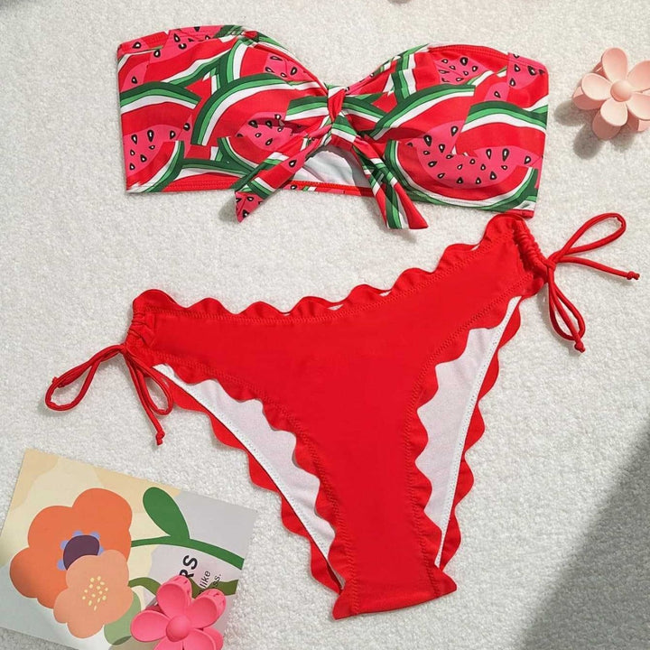 Damen Bandeau-Bikini mit verspieltem Knotendesign Echo Archiv