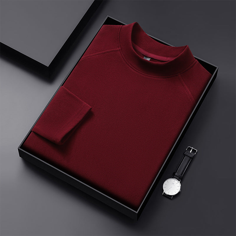 Herren Premium-Mockneck-Pullover aus feinem Woll-Mix mit Raglanärmeln Echo Archiv