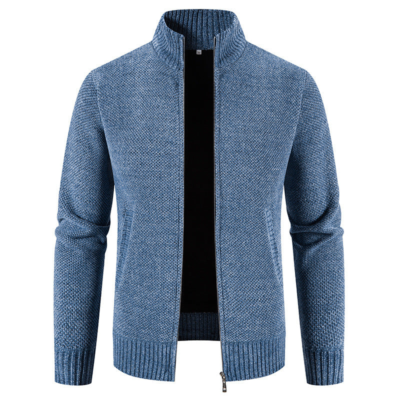 Herren modische Strickjacke mit hochgeschlossenem Kragen und Reißverschluss Echoarchiv