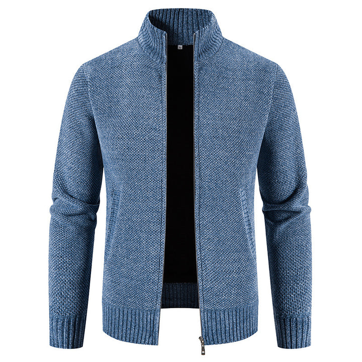 Herren modische Strickjacke mit hochgeschlossenem Kragen und Reißverschluss Echoarchiv