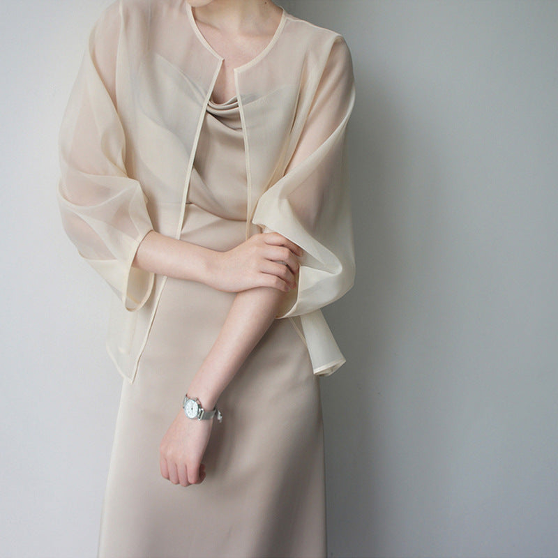 Damen Elegante Chiffonjacke mit weit ausgestellten Ärmeln Echoarchiv