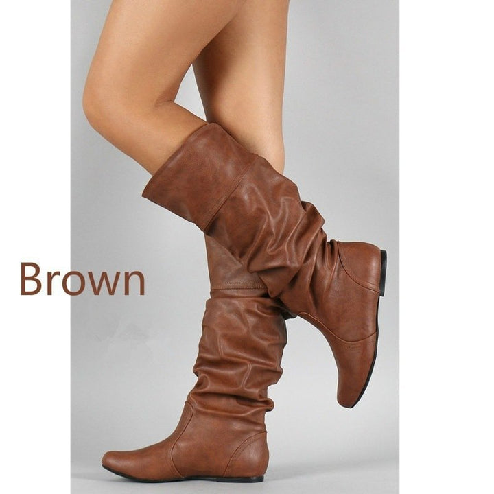 Damen nan lässige kniehohe Slouch-Stiefel mit flexiblem Schaft und flachem Absatz Echo Archiv