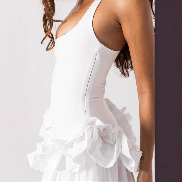 Damen Elegantes Maxikleid mit Rüschensaum und Figurbetontem Oberteil Echo Archiv