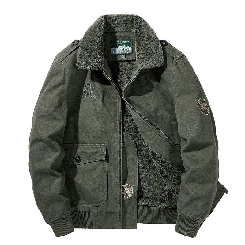 Herren nan gefütterte Pilot-Bomberjacke mit Teddykragen, verdecktem Reißverschluss und funktionalen Klapptaschen Echo Archiv