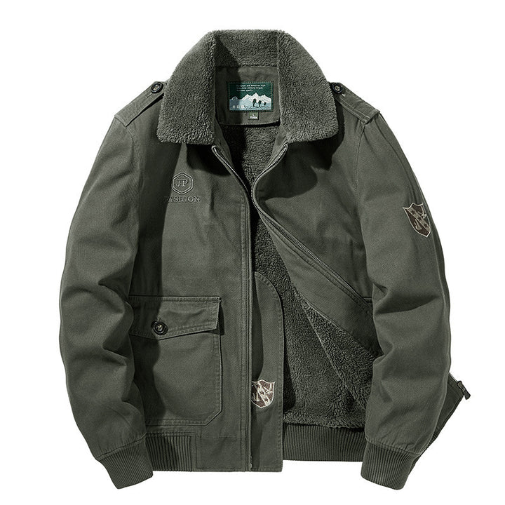 Herren nan gefütterte Pilot-Bomberjacke mit Teddykragen, verdecktem Reißverschluss und funktionalen Klapptaschen Echo Archiv