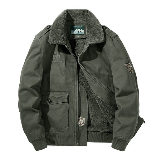 Herren nan gefütterte Pilot-Bomberjacke mit Teddykragen, verdecktem Reißverschluss und funktionalen Klapptaschen Echo Archiv