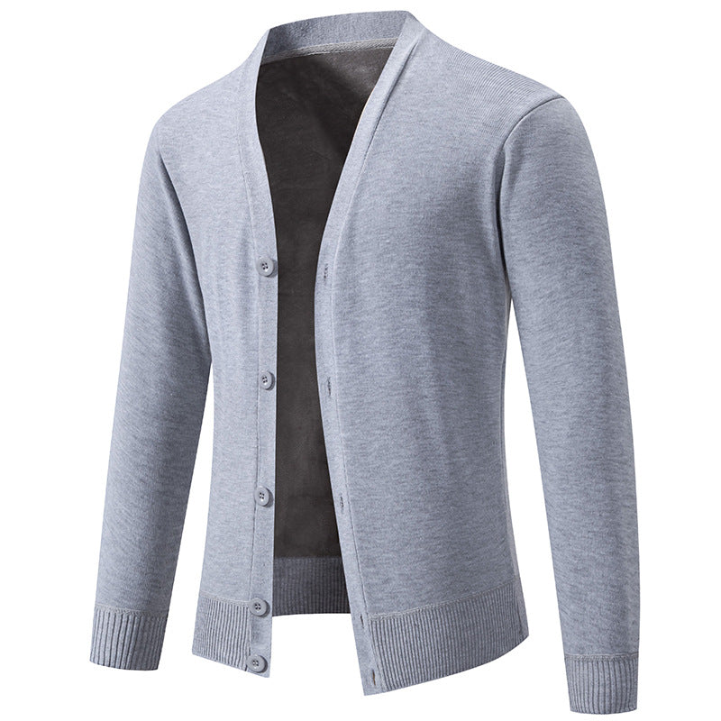 Herren nan leichte Feinstrick-Strickjacke mit V-Ausschnitt, verdeckter Knopfleiste und elastischem Rippbündchen Echo Archiv