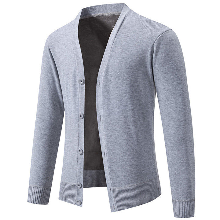Herren nan leichte Feinstrick-Strickjacke mit V-Ausschnitt, verdeckter Knopfleiste und elastischem Rippbündchen Echo Archiv