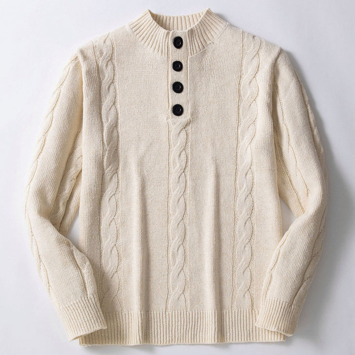 Herren Strickpullover mit modernem Zopfmuster und praktischem Hochauschnitt Echoarchiv