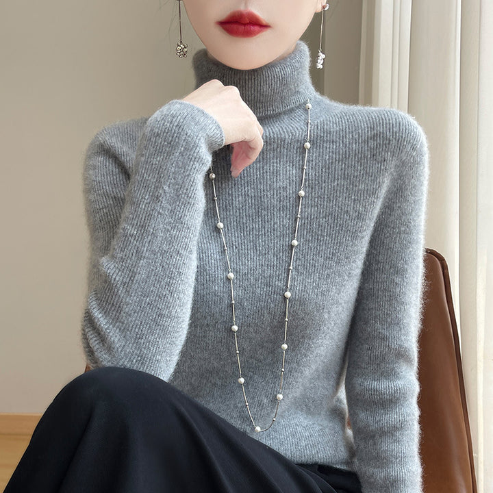 Damen Schmal geschnittener Feinstrick-Rollkragenpullover mit extrafeinem Flauschfinish Echoarchiv