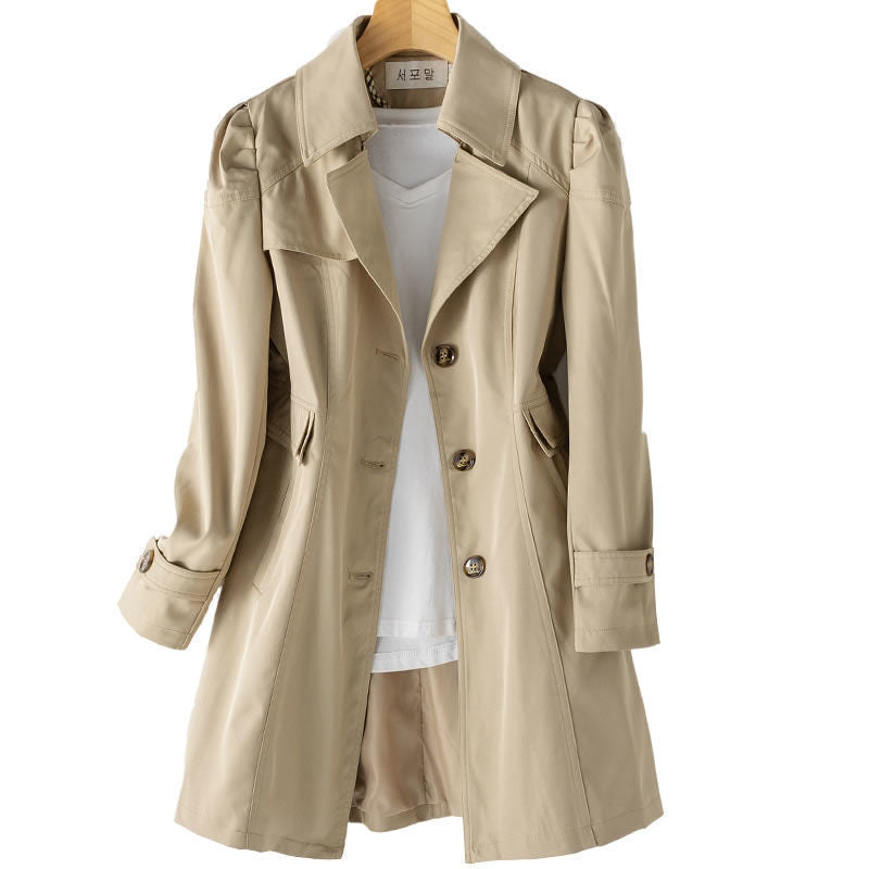 Damen nan taillierter leichter Trenchcoat mit femininer Schulterpuffung Echo Archiv