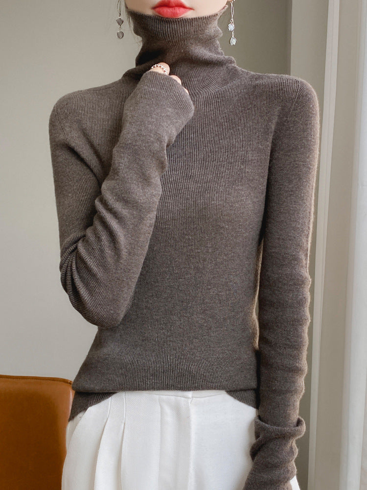 Damen Schmaler Rollkragen-Feinstrickpullover mit elastischer Rippenstruktur und minimalistischer Silhouette Echoarchiv