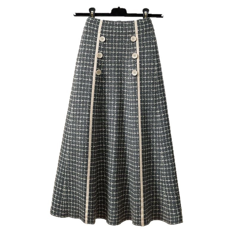 Damen Eleganter und fließender Maxirock mit Knopfdetails Echo Archiv