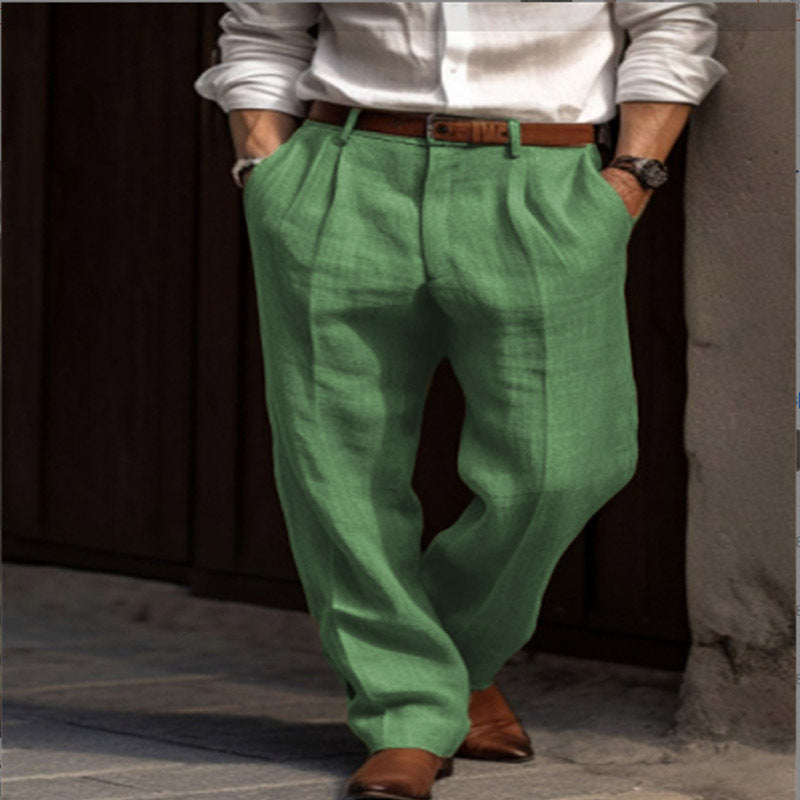 Herren elegante Leinenhose mit lässiger Schnittführung und atmungsaktiven Eigenschaften Echoarchiv