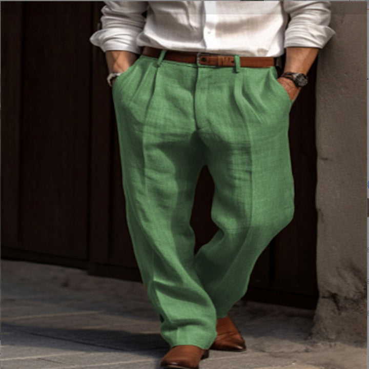 Herren elegante Leinenhose mit lässiger Schnittführung und atmungsaktiven Eigenschaften Echoarchiv