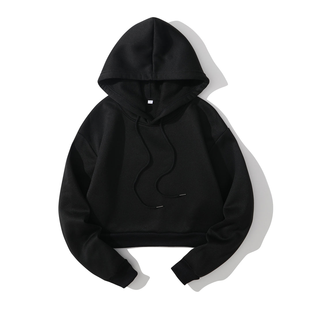 Damen nan cropped Kapuzenpullover mit weichem Fleece‑Innenfutter und elastischem Rippbund Echo Archiv