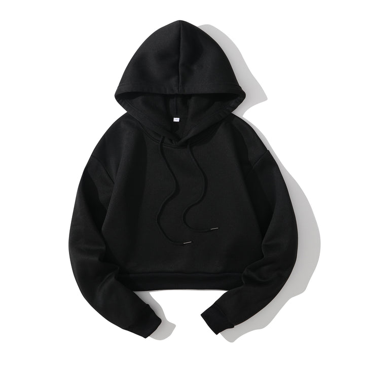 Damen nan cropped Kapuzenpullover mit weichem Fleece‑Innenfutter und elastischem Rippbund Echo Archiv