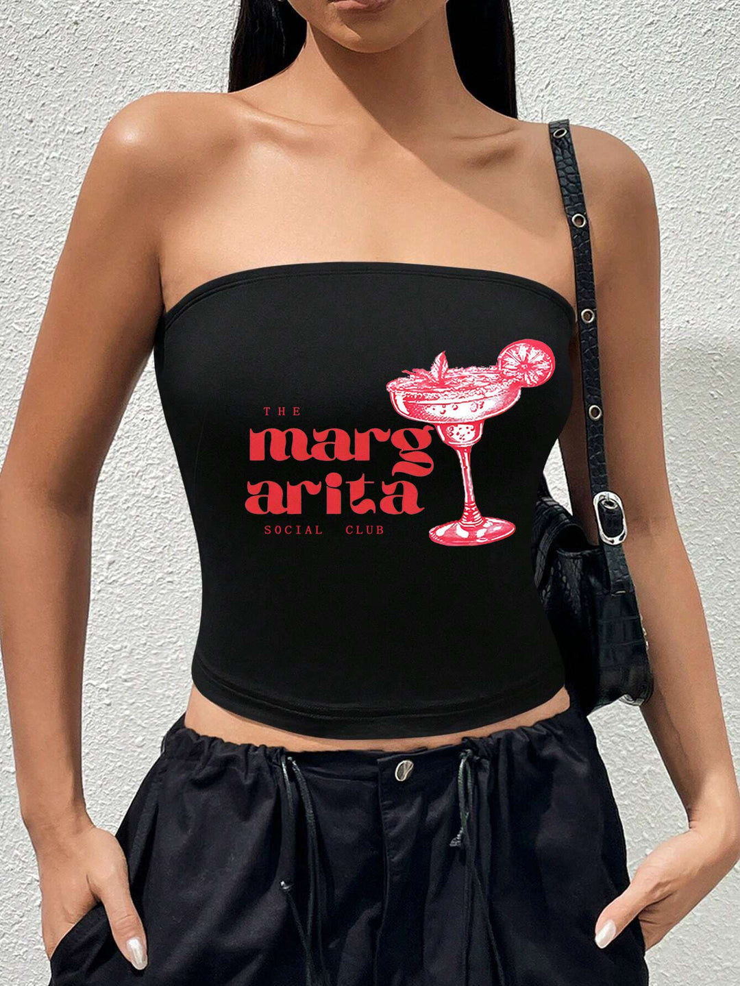 Damen Bandeau-Top mit auffälligem Statement-Aufdruck Echo Archiv