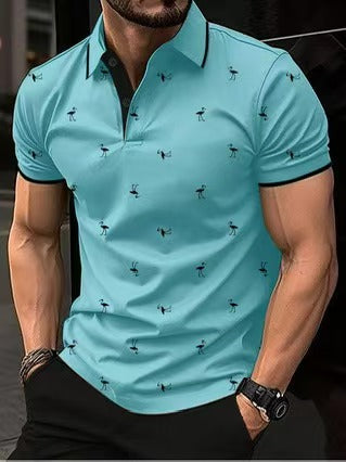 Herren hochwertiges Poloshirt mit stilvollem Muster Echoarchiv