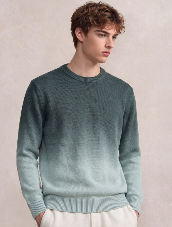 Herren Feinstrick-Pullover mit Dip-Dye-Effekt und Rundhalsausschnitt Echoarchiv