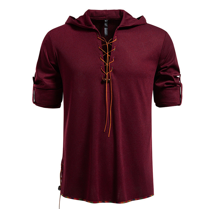 Herren lässiges Hoodie mit dekorativer Schnürung Echoarchiv