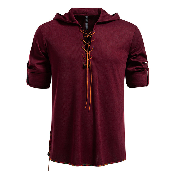 Herren lässiges Hoodie mit dekorativer Schnürung Echoarchiv