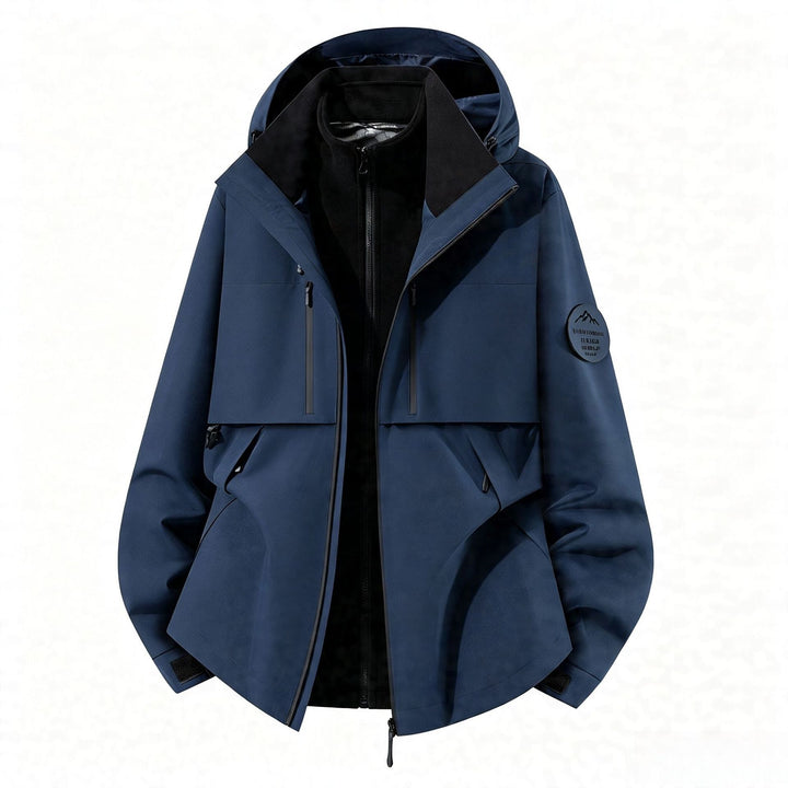 Herren dreilagige Softshell-Outdoorjacke mit herausnehmbarem Fleecefutter und Kapuze Echoarchiv
