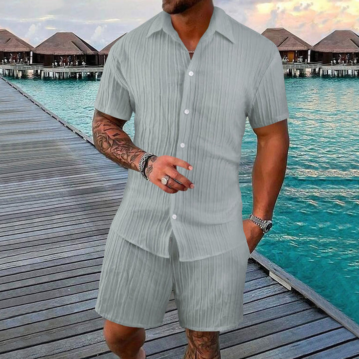 Herren lässiges Kurzarm-Hemd und Shorts Set Echoarchiv