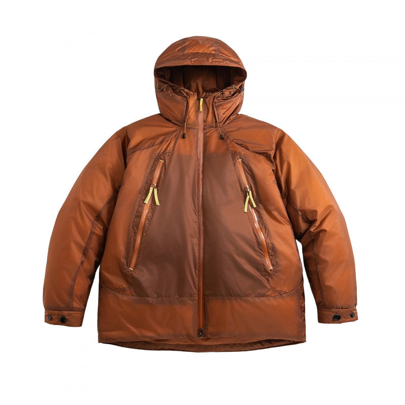 Unisex Oversize wattierte Kapuzenjacke mit schrägen Reißverschlusstaschen und verstellbarem Saum Echo Archiv