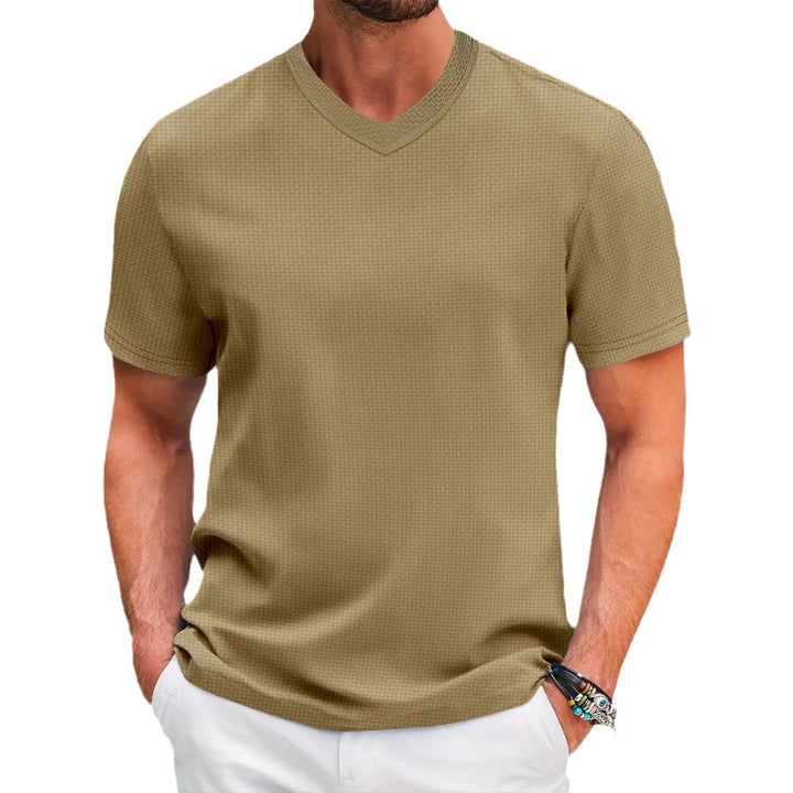 Herren Kurzarm T-Shirt mit strukturiertem Design und V-Ausschnitt Echoarchiv