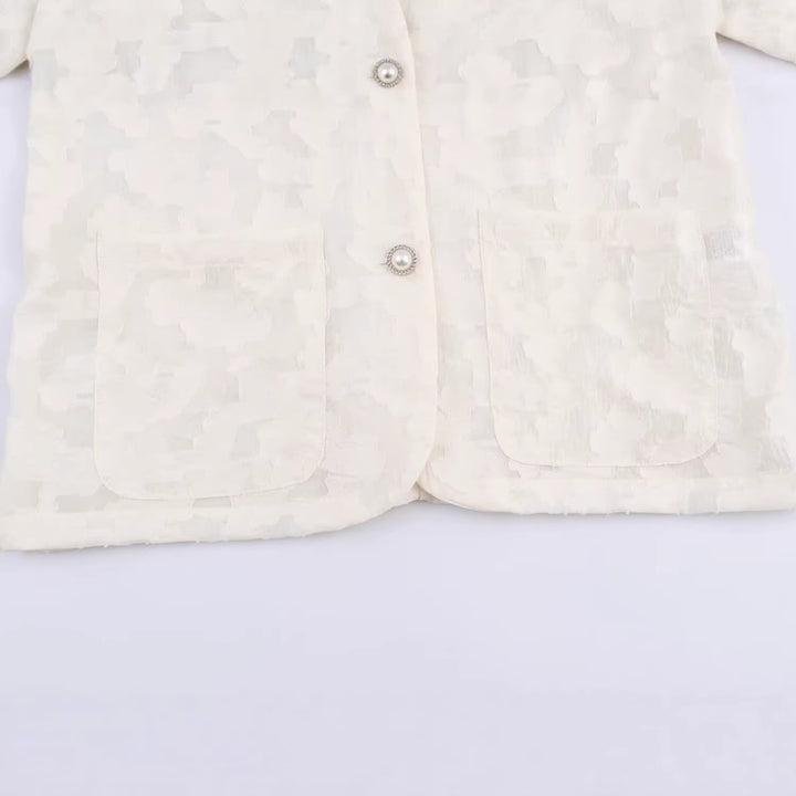 Damen Jacquard-Blazer mit floralem Relief und zierknopfbesatz Echoarchiv