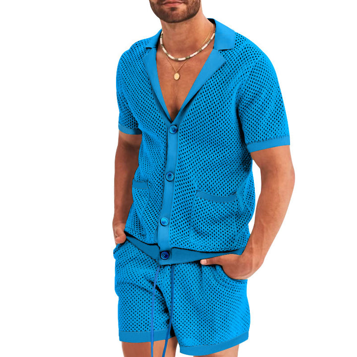 Herren Atmungsaktives Freizeit-Set mit kurzem Arm und praktischen Taschen Echoarchiv