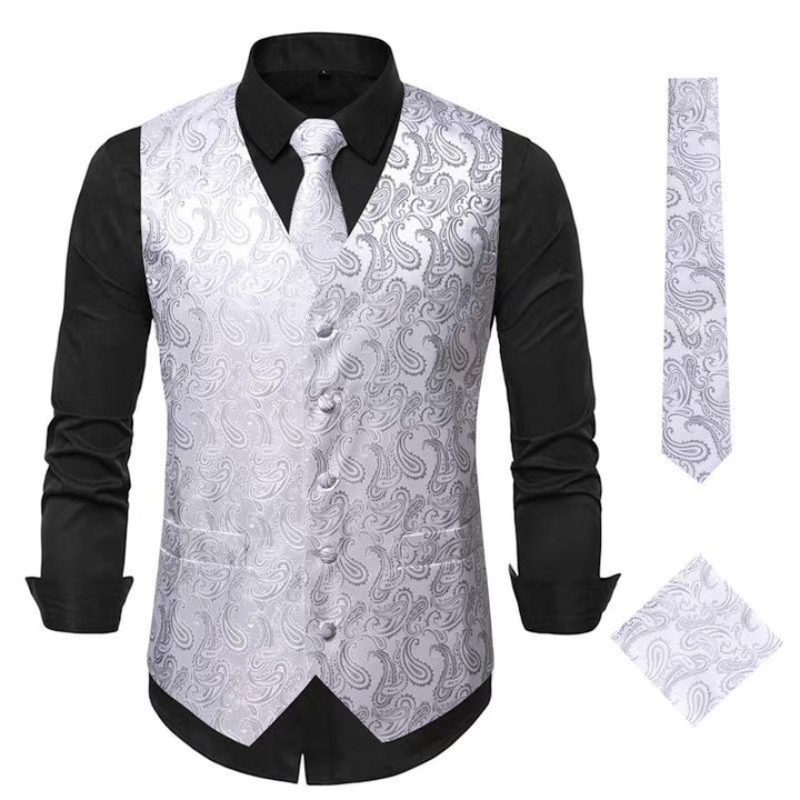 Herren nan Paisley Satin Anzugweste Set mit Krawatte und Einstecktuch Echo Archiv