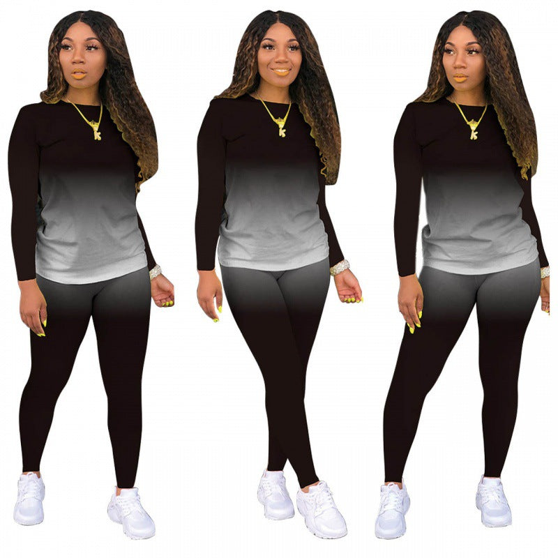 Damen Zweiteiliges Stretch-Set mit Langarmshirt und High-Waist-Leggings – Avérine