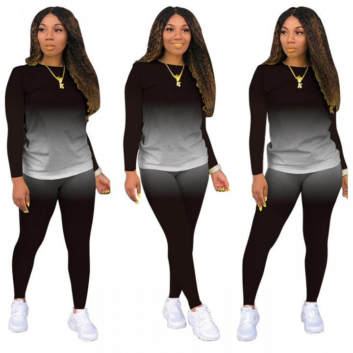 Damen Zweiteiliges Stretch-Set mit Langarmshirt und High-Waist-Leggings – Avérine