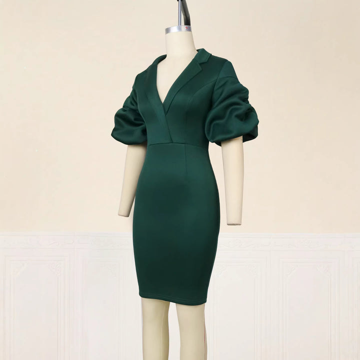 Damen Figurbetontes Kleid mit voluminösen Puffärmeln und elegantem Detail Echo Archiv