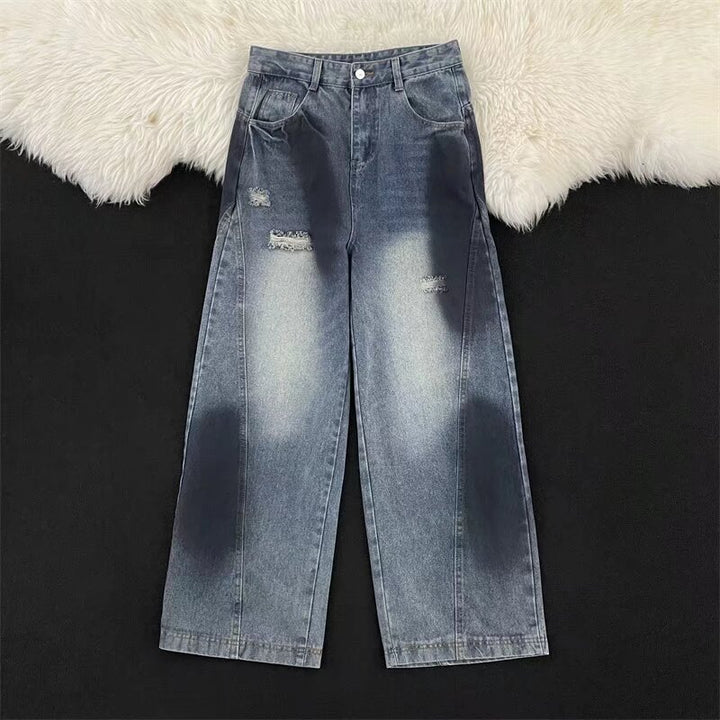 Damen Weitbeinige Destroyed Jeans Echoarchiv