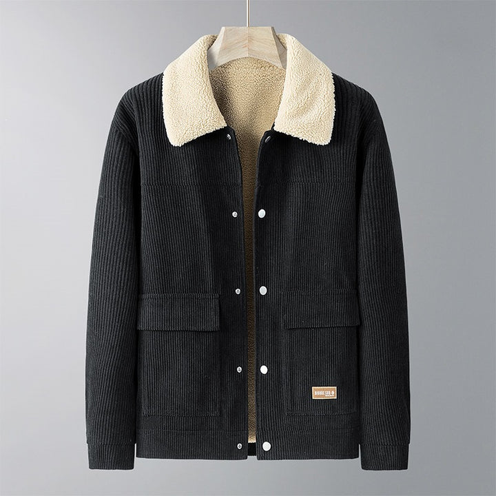 Herren Cordjacke mit Teddyfutter, Hemdkragen & Druckknopffront Echoarchiv