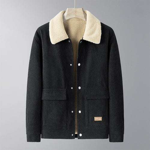 Herren Cordjacke mit Teddyfutter, Hemdkragen & Druckknopffront Echoarchiv