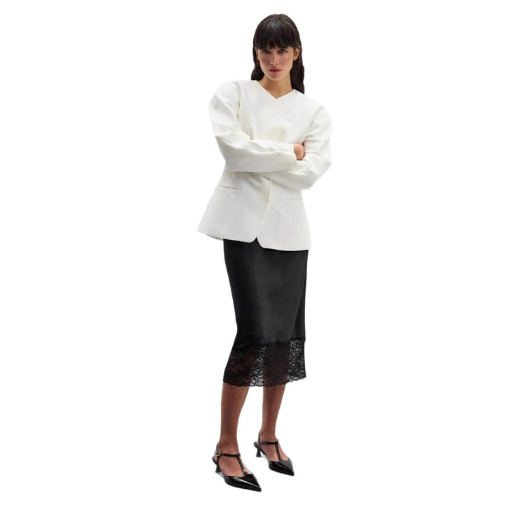 Damen eleganter Satin-Rock mit floralen Spitzenakzenten Echo Archiv