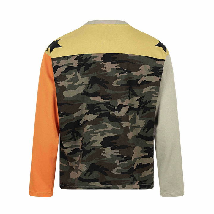 Unisex Langarmshirt im Vintage-Sportstil mit Nummernprint und Stern-Applikationen Echoarchiv