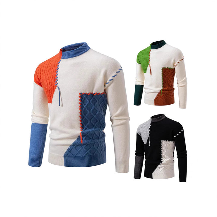 Herren Pullover mit kreativem Muster und hohem Kragen Echoarchiv