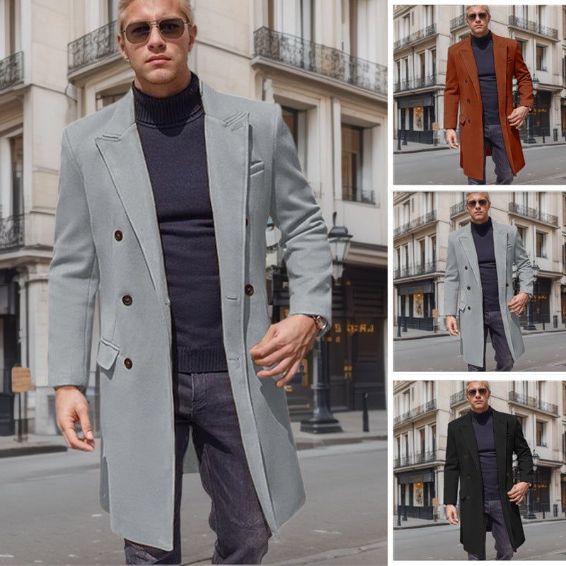 Herren eleganter Doppelknebel-Mantel mit stilvollem Schnitt und modischen Details Echoarchiv