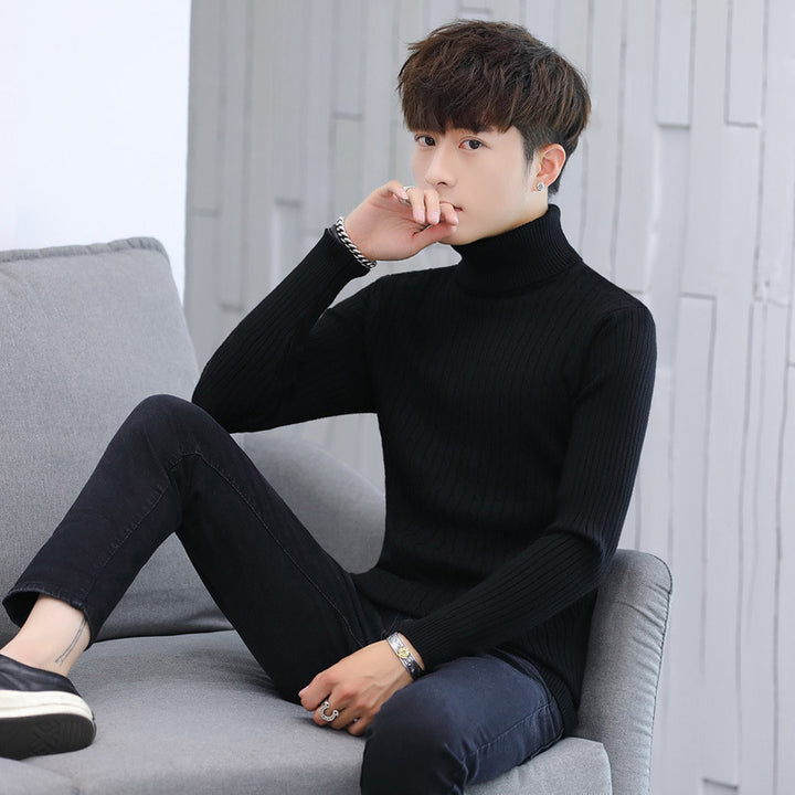 Herren Eleganter Rollkragenpullover mit Rippmuster Echoarchiv