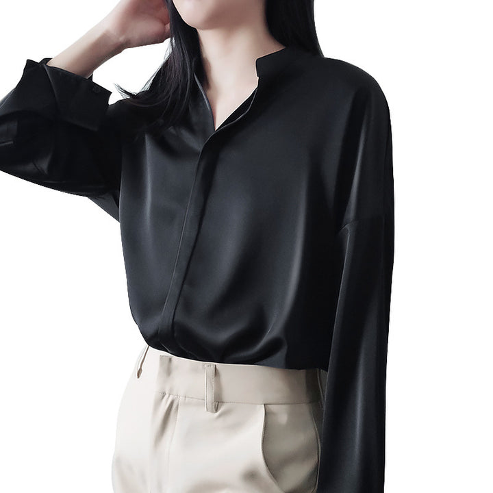 Damen Elegante Bluse aus hochwertigem Satin Echoarchiv