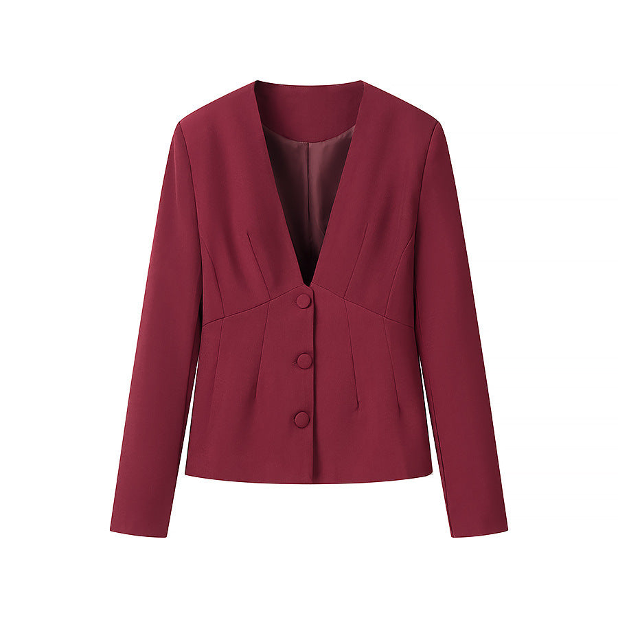 Damen Taillierter Blazer mit tiefem V-Ausschnitt und verdeckter Knopfleiste Echo Archiv