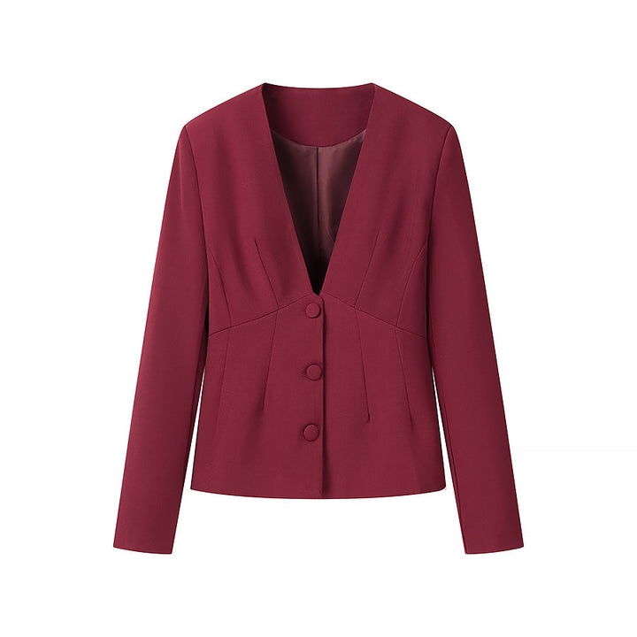 Damen Taillierter Blazer mit tiefem V-Ausschnitt und verdeckter Knopfleiste Echo Archiv