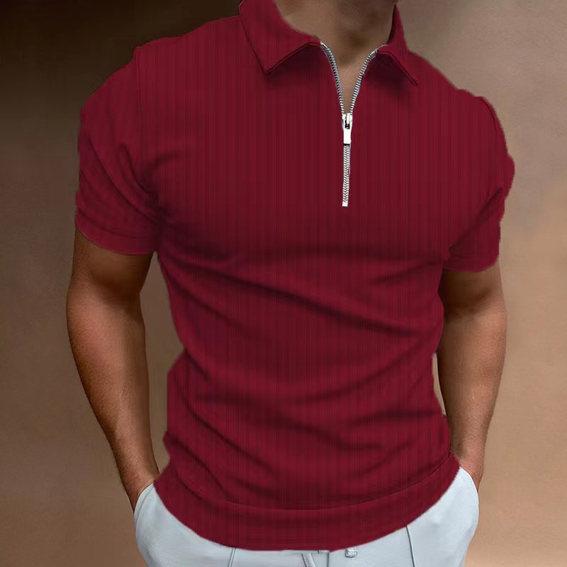 Herren Kurzarm Reißverschluss Kragen Polo Shirt Echoarchiv