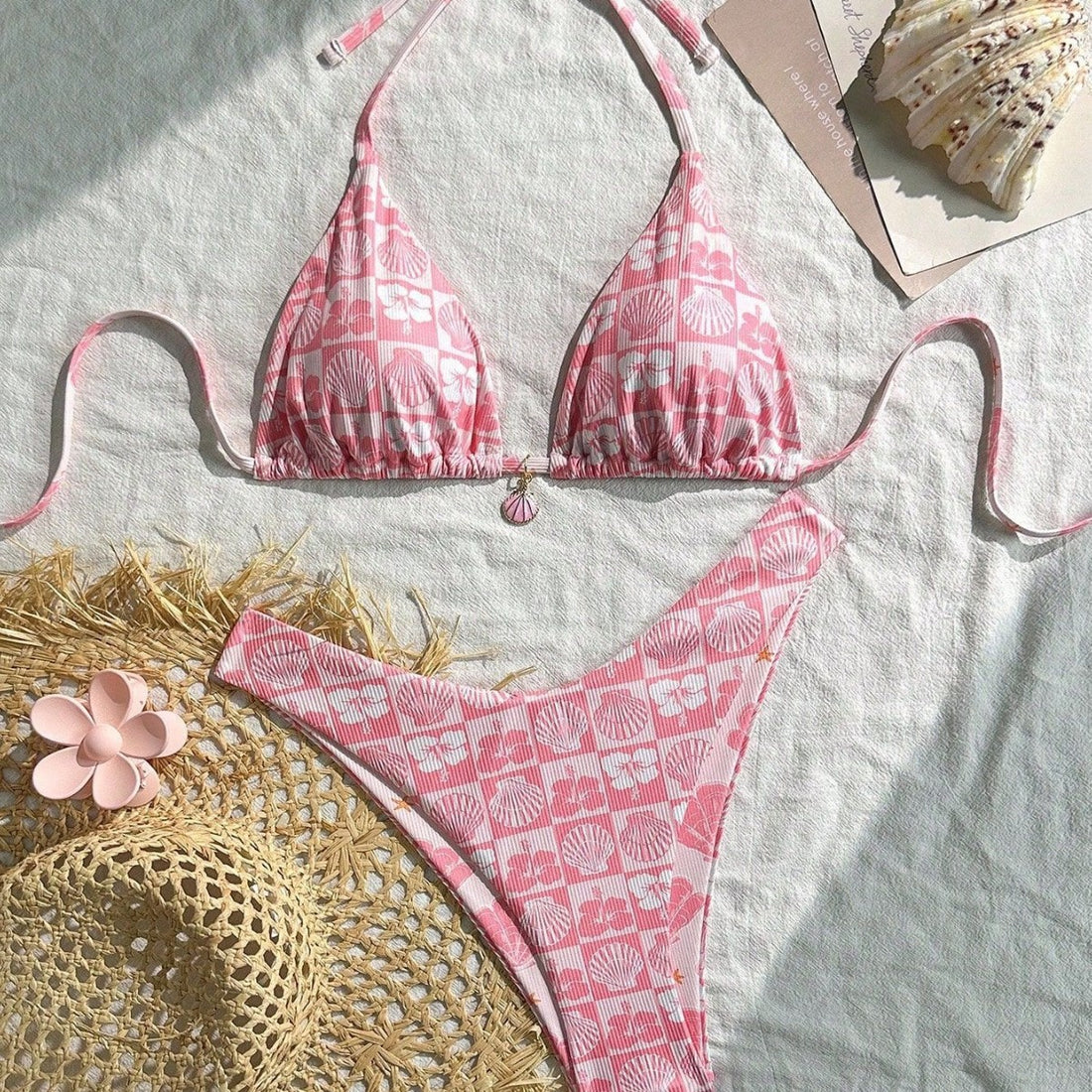 Damen Triangel-Bikini mit maritimen Muschelmuster – Maréssa
